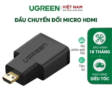 UGREEN 20.106 Đầu chuyển đổi Micro HDMI male to HDMI female Đen - Giá 75.000 VND