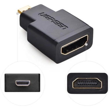 UGREEN 20.106 Đầu chuyển đổi Micro HDMI male to HDMI female Đen - Giá 75.000 VND