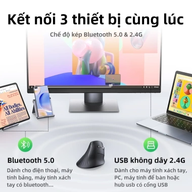 UGREEN Chuột không dây Bluetooth 5.0 +2.4G, 4.000 DPI, bấm im lặng, tương thích Laptop PC Tablet Mac OS – Giá chỉ 312.620₫ 3