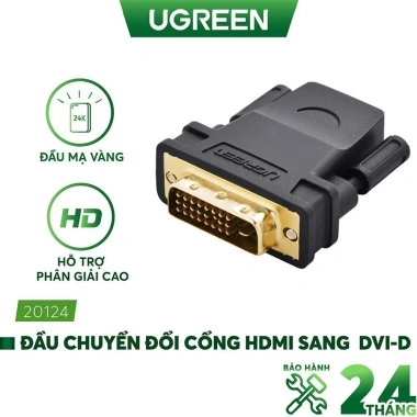UGREEN Đầu chuyển đổi HDMI sang DVI 24+1 đực - Đen, giảm giá 62.000₫