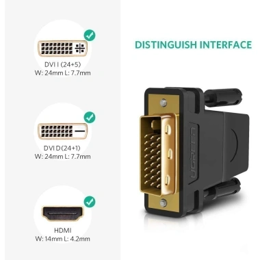UGREEN Đầu chuyển đổi HDMI sang DVI 24+1 đực - Đen, giảm giá 62.000₫