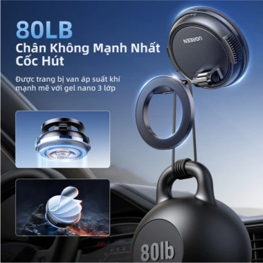 UGREEN Giá Đỡ Điện Thoại Xe 360° Chân Không Không Gập, Xoay Chắc, Lực Hút Mạnh cho iPhone 12‑16 Pro Max - Giá 229.000đ 4