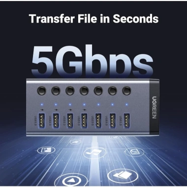 Ugreen HUB 7 cổng USB 3.0 5Gbps vỏ nhôm, công tắc bật tắt, kèm nguồn 12V2A giá 490k 5 Ugreen HUB 7 cổng USB 3.0 5Gbps vỏ nhôm, công tắc bật tắt, kèm nguồn 12V2A giá 490k 5