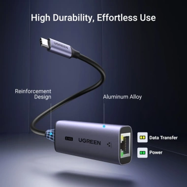 Ugreen Type-C sang LAN RJ45 2.5Gbps Bộ chuyển đổi USB-C tốc độ 2.500Mbps cho MacBook iPad Pro 6