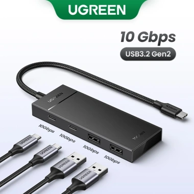 Ugreen USB-C Hub 10Gbps 4 trong 1 USB 3.2 - 4 cổng USB-C, tương thích Windows, MacBook, iPad, iPhone, Android