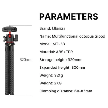 ULANZI MT-33 Chính Hãng - Chân Tripod Bạch Tuộc Ballhead Xoay 360 cho Máy Ảnh & Điện Thoại, Giá Ưu Đãi 319,000₫ 2