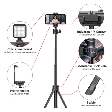 ULANZI MT-34 Chân Tripod – Ngàm Kẹp Điện Thoại, Ballhead Xoay 360, Giá 269k 7 ULANZI MT-34 Chân Tripod – Ngàm Kẹp Điện Thoại, Ballhead Xoay 360, Giá 269k 7