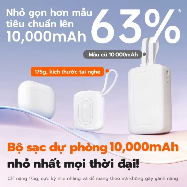 Uneed Mini 10.000mAh PD 22.5W – Sạc nhanh iPhone 8‑17 & Android, Quà tặng nữ 499k 3 Uneed Mini 10.000mAh PD 22.5W – Sạc nhanh iPhone 8‑17 & Android, Quà tặng nữ 499k 3