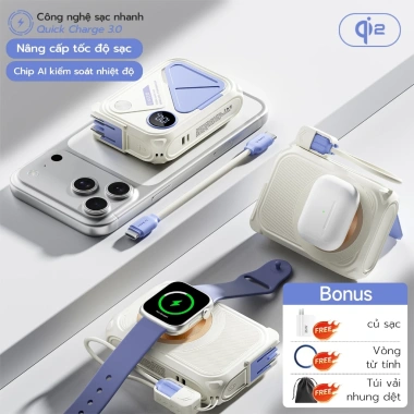 Uneed Qi2 PD35W Sạc Dự Phòng 30.000mAh - Sạc Nhanh 22.5W, AC, iPhone, Android, tai nghe, đồng hồ - 759.000đ 10 Uneed Qi2 PD35W Sạc Dự Phòng 30.000mAh - Sạc Nhanh 22.5W, AC, iPhone, Android, tai nghe, đồng hồ - 759.000đ 10