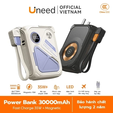 UNEED Sạc Dự Phòng 30.000/20.000mAh PD35W - Sạc Không Dây, Cục AC Giá 499.000 VND