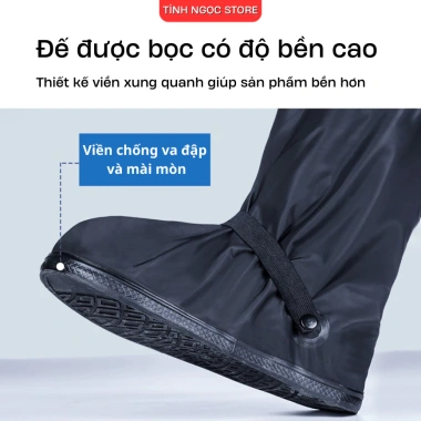 Ủng đi mưa bọc giày cổ cao PVC 2 lớp - Chống nước, chống trơn trượt, 89.000₫ 2