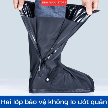 Ủng đi mưa bọc giày cổ cao PVC 2 lớp - Chống nước, chống trơn trượt, 89.000₫ 5