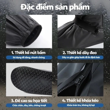 Ủng đi mưa xe máy cao cổ - Chống nước 100% - Đế chống trượt bền, gấp gọn, 139k 4