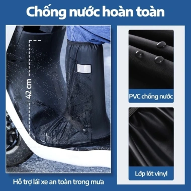 Ủng đi mưa xe máy cao cổ - Chống nước 100% - Đế chống trượt bền, gấp gọn, 139k 5