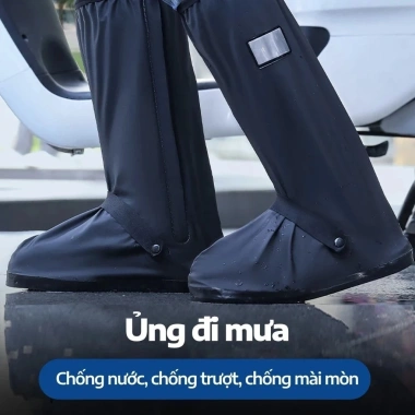 Ủng đi mưa xe máy cao cổ - Chống nước 100% - Đế chống trượt bền, gấp gọn, 139k 7