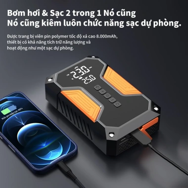 Unisen 5IN1 Kích Bình Bơm Lốp Xe Ô Tô 10.000mAh Đèn Pin Sạc Dự Phòng Bảo Hành 12 Tháng 7