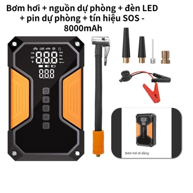 Unisen 5IN1 Kích Bình Bơm Lốp Xe Ô Tô 10.000mAh Đèn Pin Sạc Dự Phòng Bảo Hành 12 Tháng 10