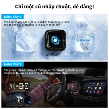 Unisen Chuyển đổi CarPlay/Android Auto 2 trong 1 có dây không dây – Cắm ngay 299.000₫