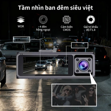 Unisen F5 Camera hành trình ô tô 1.440P - 3 camera, vòng lặp tự động, giảm 20% 5