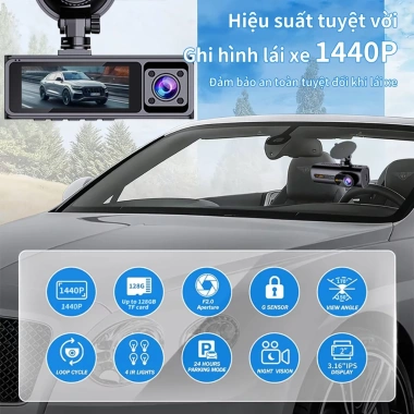 Unisen F5 Camera hành trình ô tô HD 1.440P WiFi GPS camera giám sát đỗ xe 24h 1.299.000