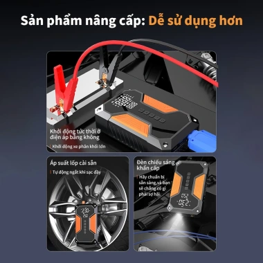Unisen Máy Bơm Lốp 10.000mAh Đèn LED, Sạc Dự Phòng và Màn Hình Thông Minh 5IN1 4