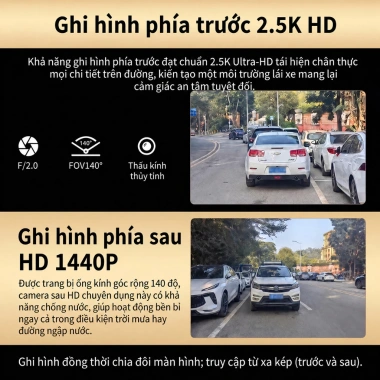 Unisen P83 Camera hành trình 4G LTE 2K - Tầm nhìn ban đêm, WIFI GPS, đỗ xe 24h 1.679.000₫ 5