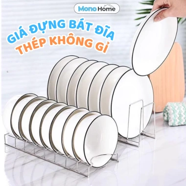 Úp Bát Đĩa Inox Chống Gỉ MonoHome Kệ Úp Đũa Tô Ráo Nước Không Gian, Giá 59.000