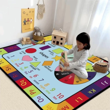 UPSCALE LIMIT Thảm giáo dục trẻ em - Thảm chơi mềm, chống trượt, số động vật, bảng chữ cái, họa tiết hoạt hình