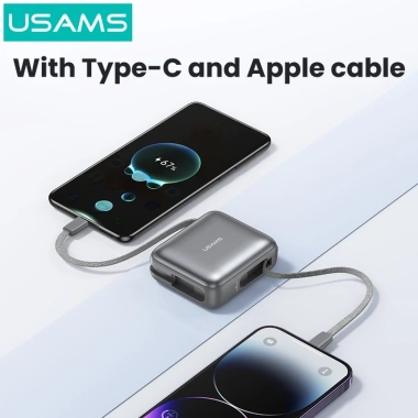 Usams Powerbank 10.000mAh 22.5W Sạc nhanh, Màn hình số gập lại cho điện thoại