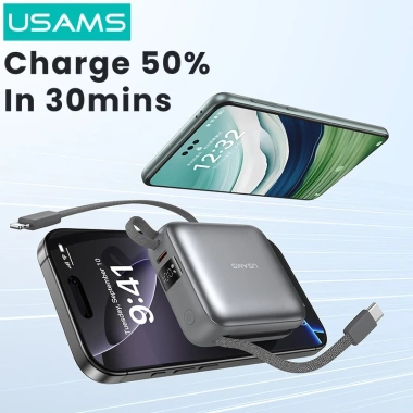 Usams Powerbank 10.000mAh 22.5W Sạc nhanh, Màn hình số gập lại cho điện thoại 5 Usams Powerbank 10.000mAh 22.5W Sạc nhanh, Màn hình số gập lại cho điện thoại 5