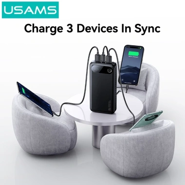 USAMS Powerbank 20.000mAh Màn Hình Kỹ Thuật Số 20W PD Sạc Nhanh iPhone và Samsung