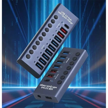 USB 3.0 Hub 10 Cổng Đa Nguồn, Docking Station, Sạc Nhanh, Công Tắc Thông Minh, Giá ưu đãi 370.420₫