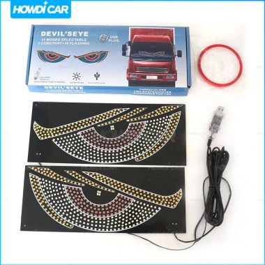 USB Big Devil Eyes Light cho ô tô - Màn hình LED, lập trình, ánh sáng cửa sổ