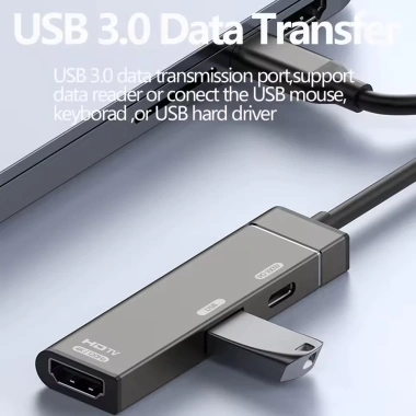 USB-C Hub 3 trong 1 Type-C sang HDMI 4K 120Hz + USB3.0 & 100W PD Docking Station