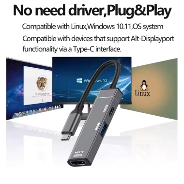 USB-C Hub 3 trong 1 Type-C sang HDMI 4K 120Hz + USB3.0 & 100W PD Docking Station 6 USB-C Hub 3 trong 1 Type-C sang HDMI 4K 120Hz + USB3.0 & 100W PD Docking Station 6