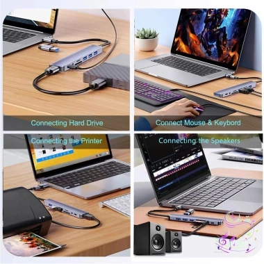 USB Hub 3.0 Nhôm 8 Cổng (2 Bộ Chia) + Đầu Đọc Thẻ TF/SD 3.5mm - Giá 137.5k Giảm Đặc Biệt 6