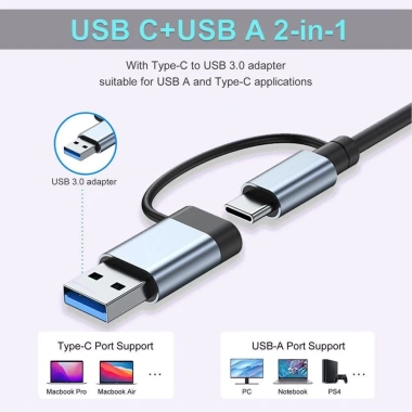 USB Hub 3.0 Nhôm 8 Cổng (2 Bộ Chia) + Đầu Đọc Thẻ TF/SD 3.5mm - Giá 137.5k Giảm Đặc Biệt 7