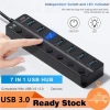 USB Hub 3.0/2.0 tốc độ cao 4/7 cổng ON/OFF - Chuyển đổi PC, hub tiện lợi