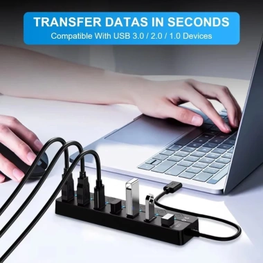 USB Hub 3.0/2.0 tốc độ cao 4/7 cổng ON/OFF - Chuyển đổi PC, hub tiện lợi