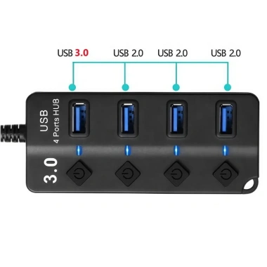 USB Hub 3.0/2.0 tốc độ cao 4/7 cổng ON/OFF - Chuyển đổi PC, hub tiện lợi