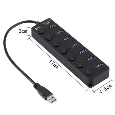 USB Hub 3.0/2.0 tốc độ cao 4/7 cổng ON/OFF - Chuyển đổi PC, hub tiện lợi