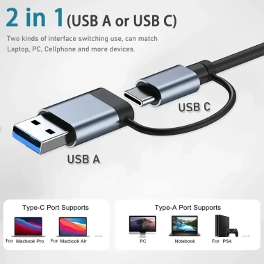 USB Hub 8 trong 2 USB-C, 4 USB 3.0 + Đọc thẻ TF/SD, âm thanh MacBook Pro Air - 92.400₫ 4