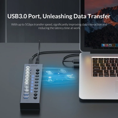 USB HUB ORICO BT2U3-7AB 7 Cổng USB 3.0 Độc Lập - Hàng Chính Hãng Giá Ưu Đãi 950k 6