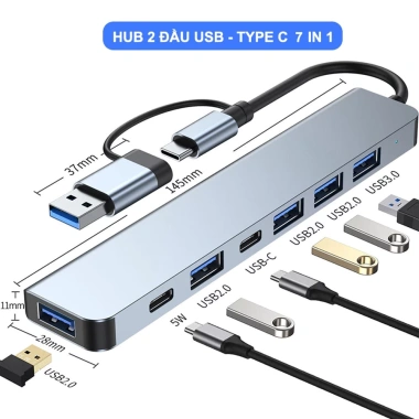 USB HUB Type C Đa Cổng 4 Port Adapter cho Điện Thoại, Laptop, PC - Tốc Độ 5Gbps, Giá Giảm 110k