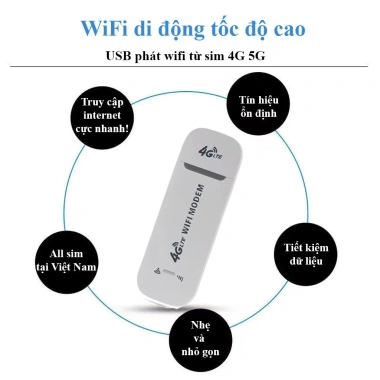 USB phát wifi 4G/5G Dongle Dcom - Tốc độ cao, hỗ trợ mọi loại SIM, giá chỉ 6.999 VND