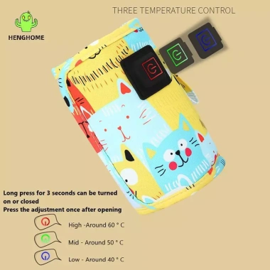 USB Sữa Nước Ấm HENGHOME Bình Nóng Di Động, Túi Cách Nhiệt Xe Đẩy Du Lịch Bé