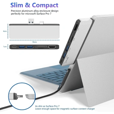 Usb‑C Docking Station Surface Pro 7 – 2 USB 3.0, HDMI 4K, Đọc thẻ SD/TF, Âm thanh