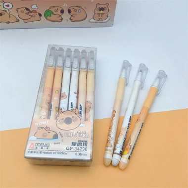 UUMIR 12 Bút Gel Xóa Được 0.38mm Capybara Đen/Xanh - Bút Mực Chữ Ký Siêu Mịn