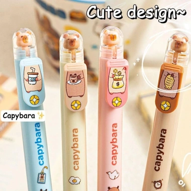 UUMIR 4 Bút Gel Capibara Panda Soft Grip Đen 0.5mm Khô Nhanh - Giá 71.940 VND