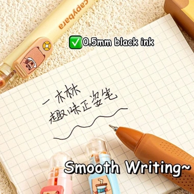 UUMIR 4 Bút Gel Capibara Panda Soft Grip Đen 0.5mm Khô Nhanh - Giá 71.940 VND